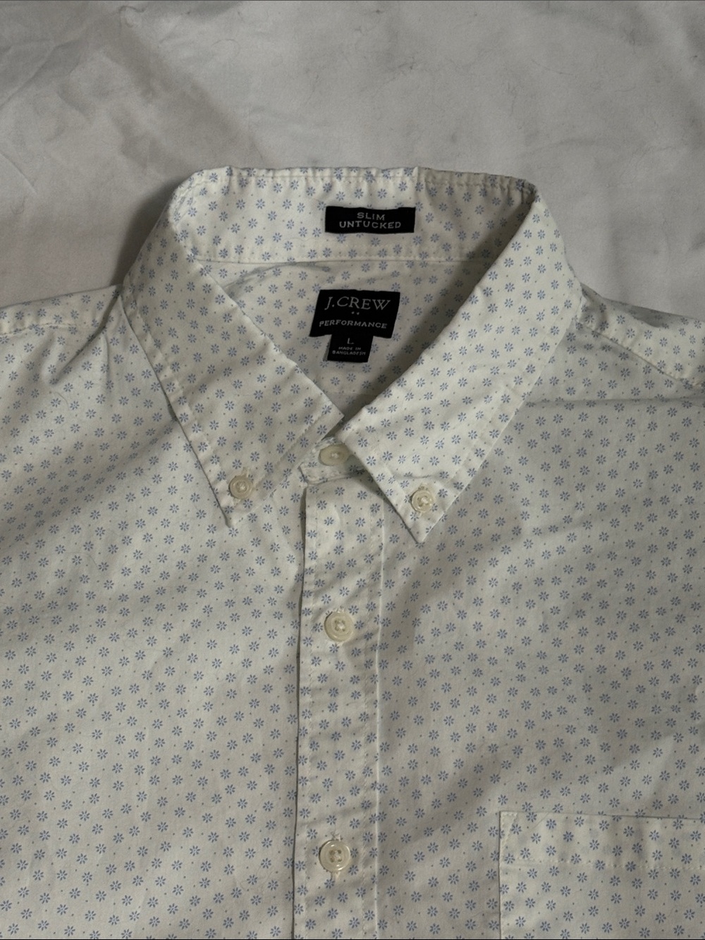 J. Crew White Button-Down Shirt with Subtle Microprint - Picture 2 of 6